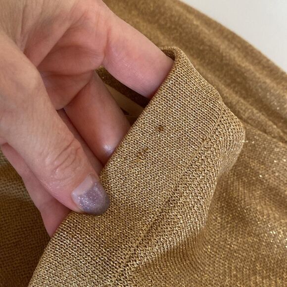 BCBG Gold Metallic Sweater Knit Halter Midi Dress Size Large - Picture 10 of 13